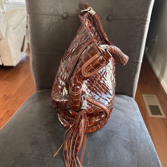 Brighton Cher Muse XLG  Brown Patent Croc Print Shoulder Handbag - Picture 4 of 8